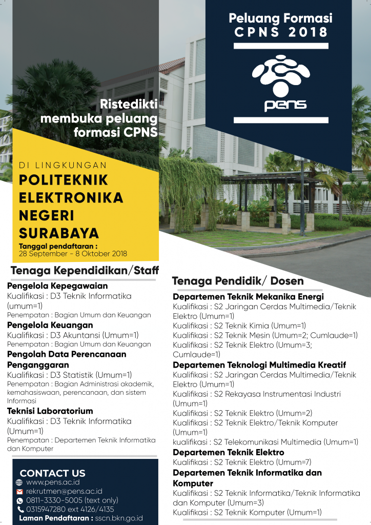 Formasi CPNS 2018 di Politeknik Elektronika Negeri Surabaya