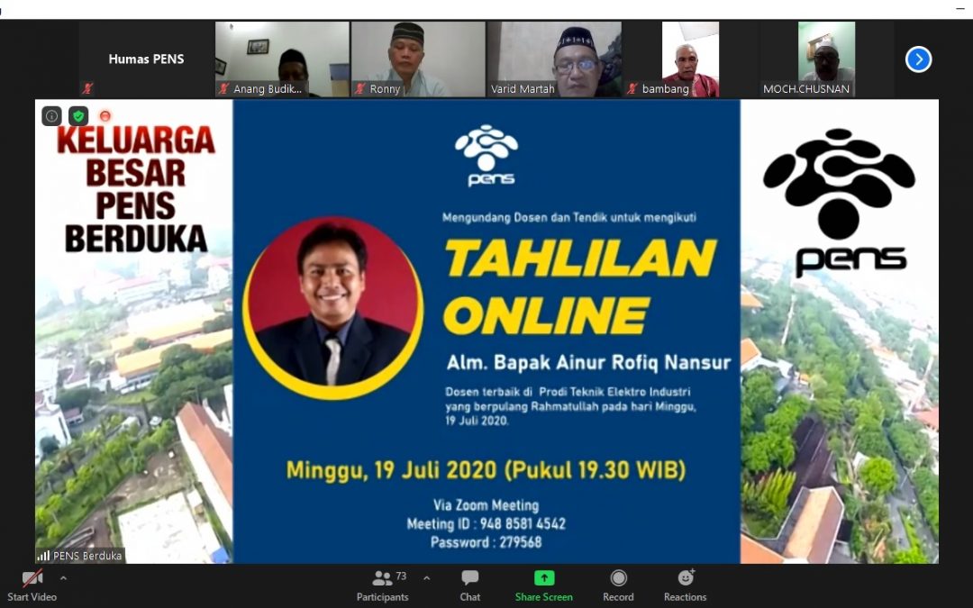 Dosen Elektro Industri Ainur Rofiq Nansur, ST., MT. Tutup Usia, PENS Gelar Tahlilan Secara Online