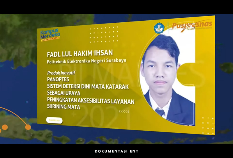Fadl Lul Hakim Ihsan Mahasiswa PENS Peraih Juara Pertama pada Pilmapres Tahun 2021 Kategori Program Diploma